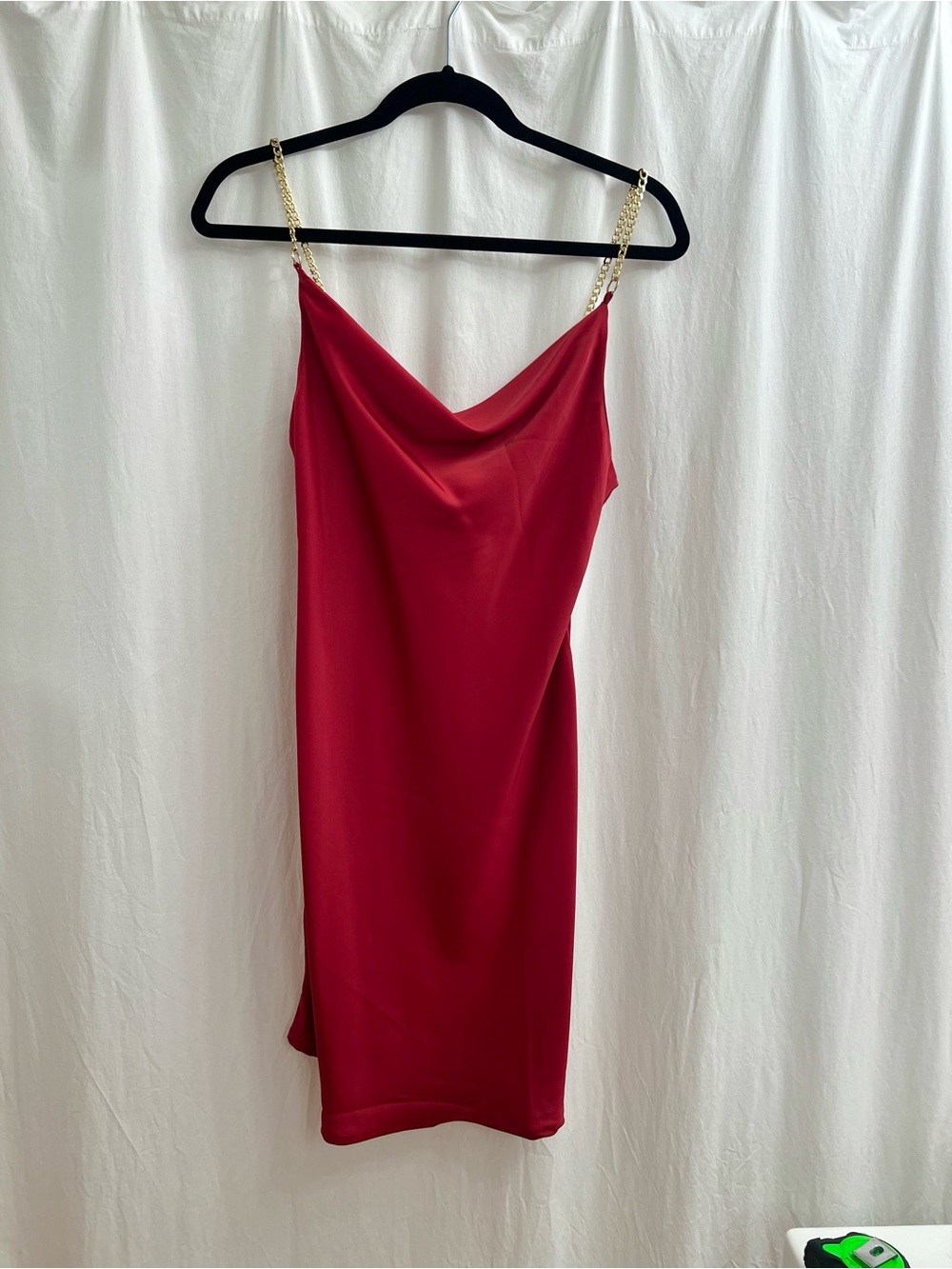Urban Outfitters Red Cowl Slip Dress with Gold Chain Straps